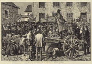 De Land Liga Agitatie in Ierland, een Veiling van Vee door de Sheriff, om Huur te betalen